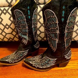 Corral Boots Black/Turquoise Wing Cross